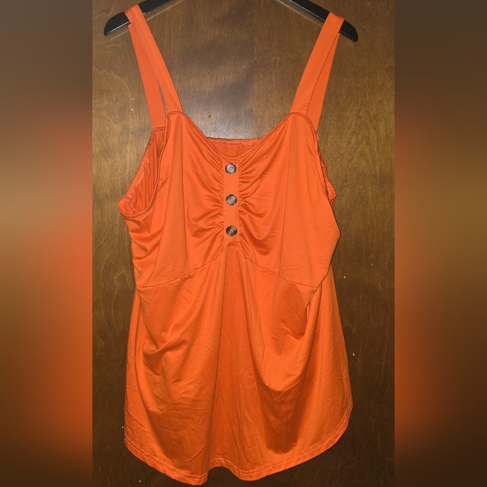SHEIN Vibrant Orange Buttoned Blouse